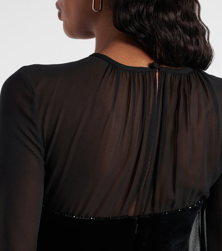 Sheer yoke long sleeve midi dress – SALEM