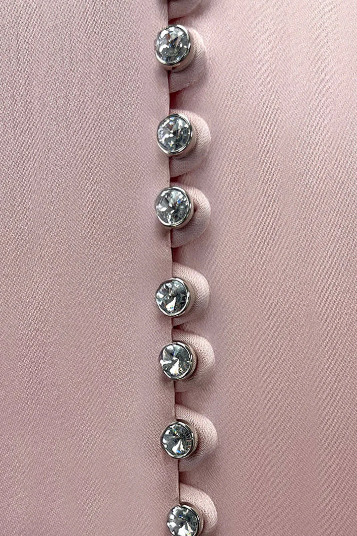 pleated fringe kaftan set with crystal buttons – MISTYE