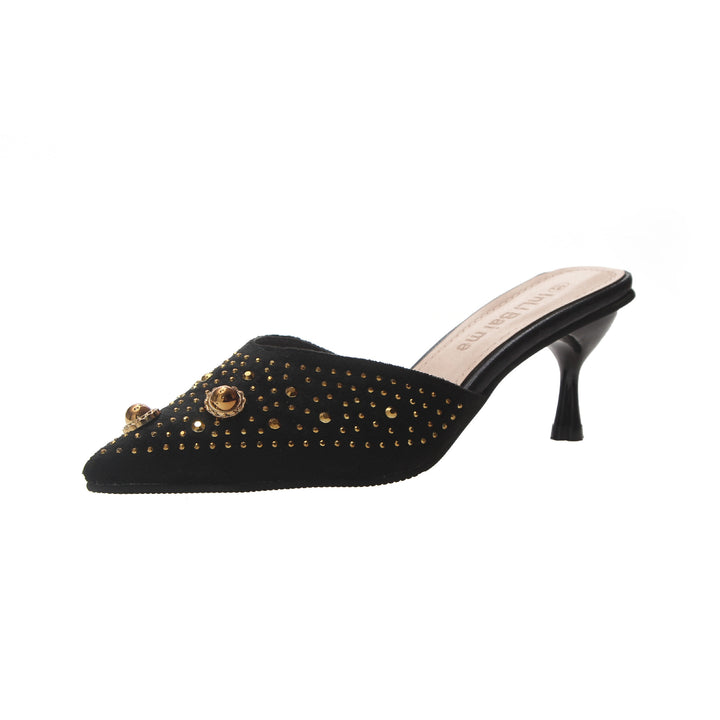 pointed mule heels with studded embellishments - ZINALY
