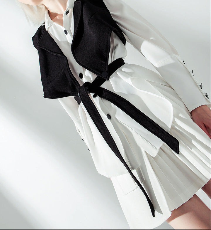 layered cropped vest shirt with waist straps – MONROE