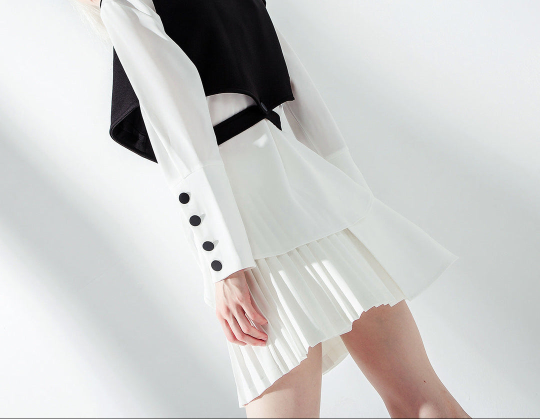 layered cropped vest shirt with waist straps – MONROE