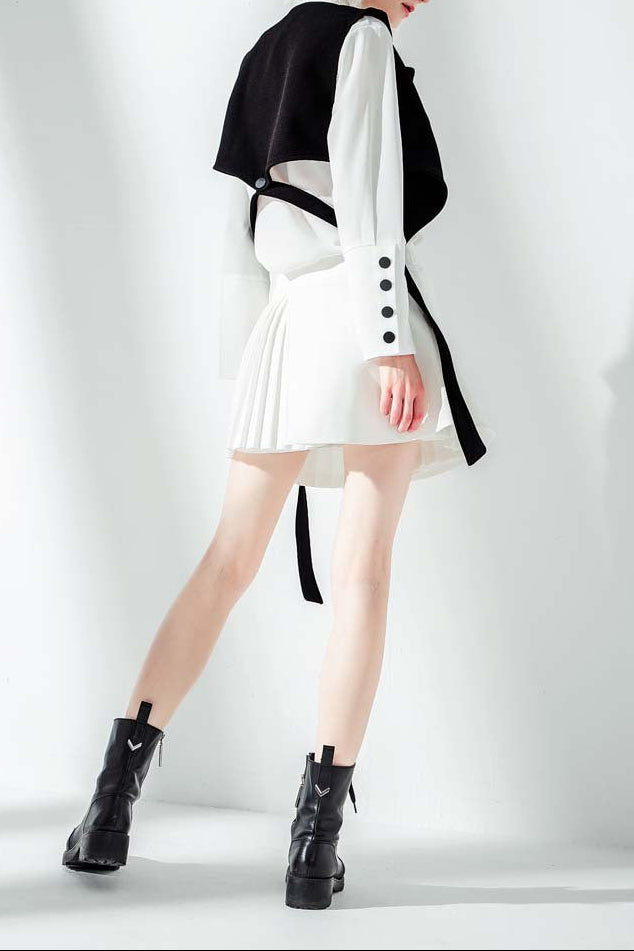 layered cropped vest shirt with waist straps – MONROE