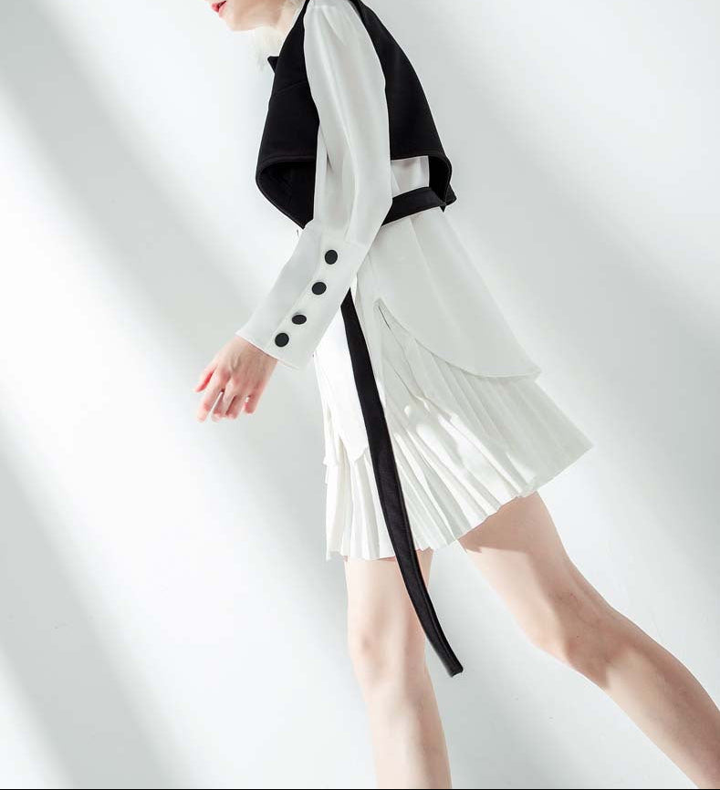 layered cropped vest shirt with waist straps – MONROE