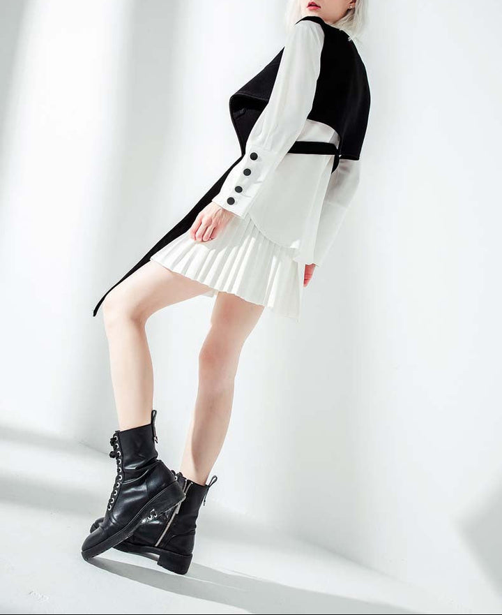 layered cropped vest shirt with waist straps – MONROE