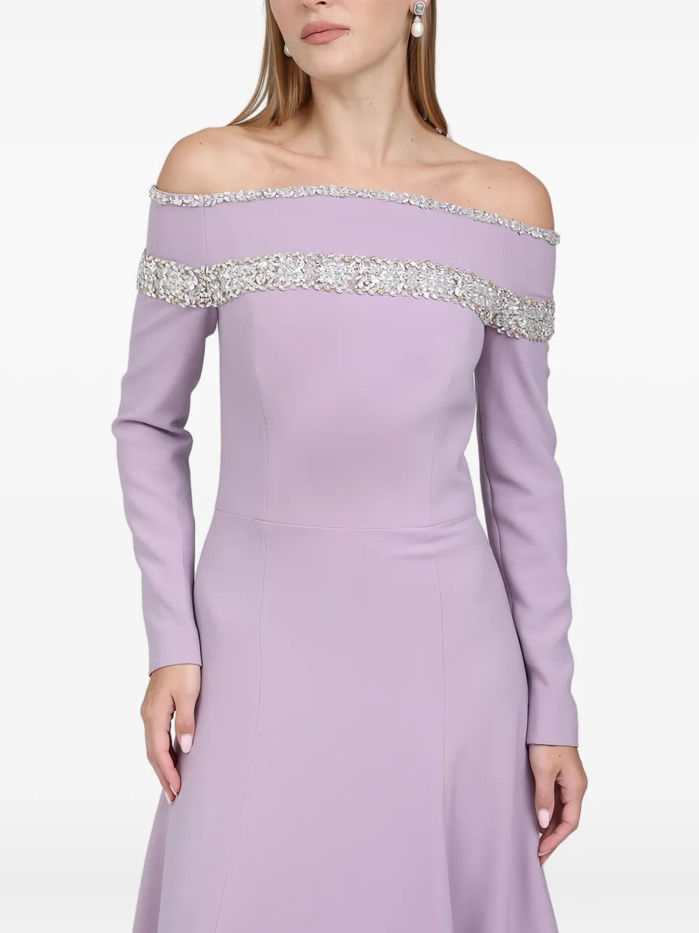 off-shoulder gown with embellished neckline – AURELIA