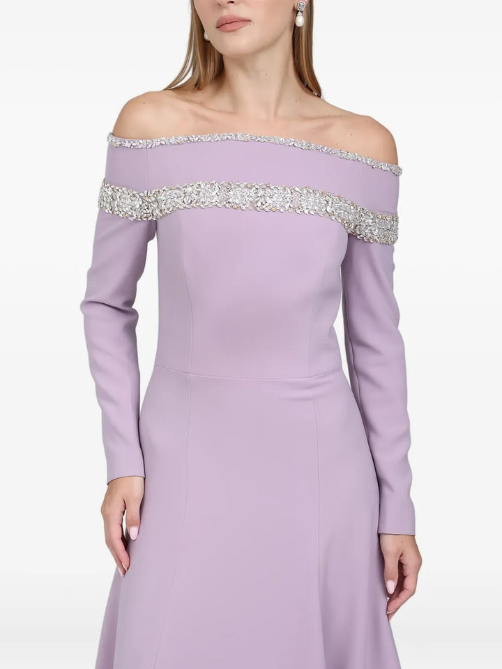 off-shoulder gown with embellished neckline – AURELIA