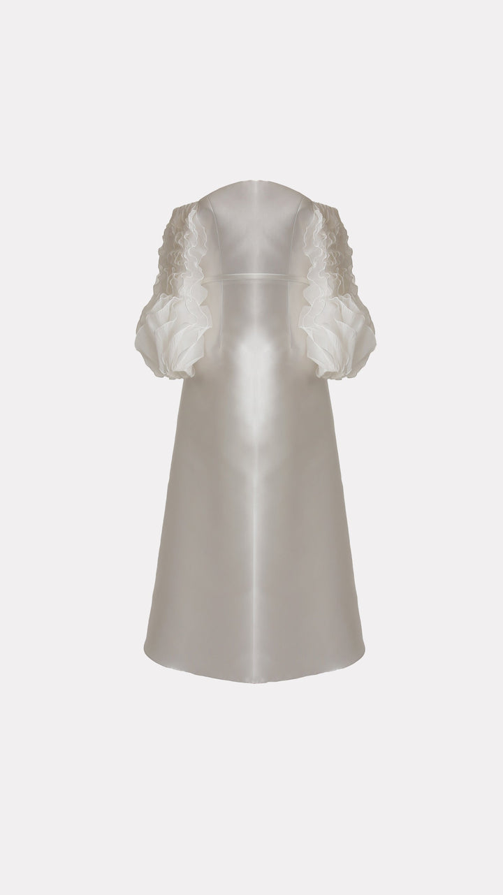 Off-Shoulder Maxi Dress with Ruffled Sleeves – PURELLE