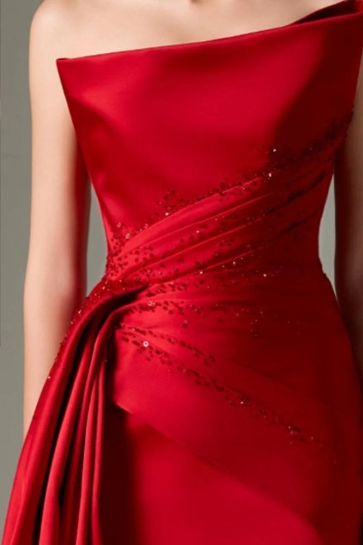 فستان ساتان منسدلة غير متماثلة – سكارليت