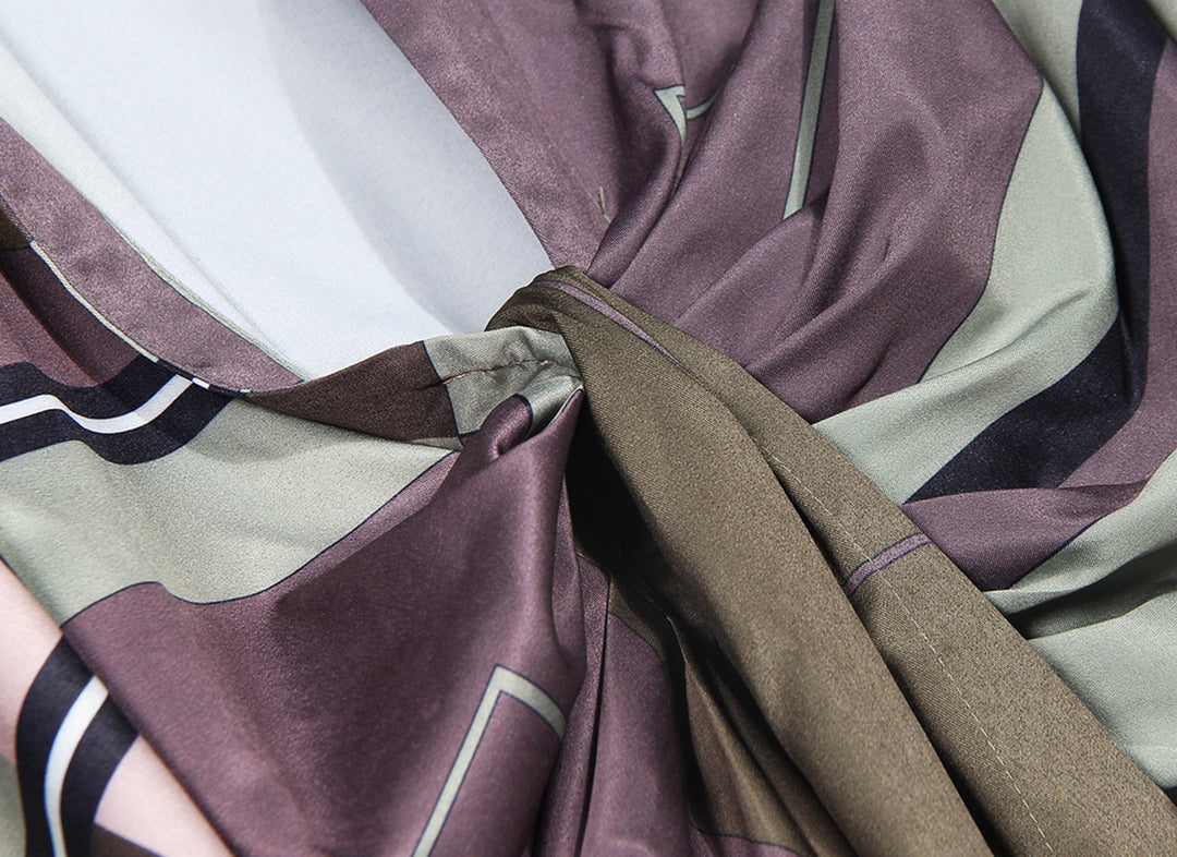 فستان قميصي بطبعة هندسية مع ثنية أمامية - زارادي