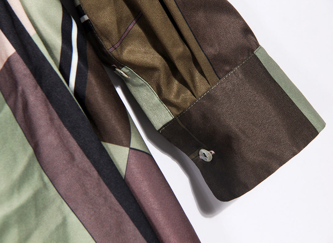 فستان قميصي بطبعة هندسية مع ثنية أمامية - زارادي