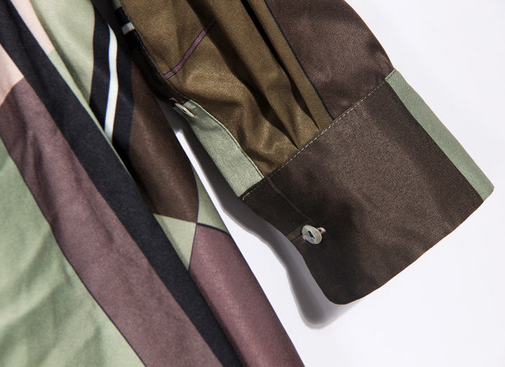 فستان قميصي بطبعة هندسية مع ثنية أمامية - زارادي