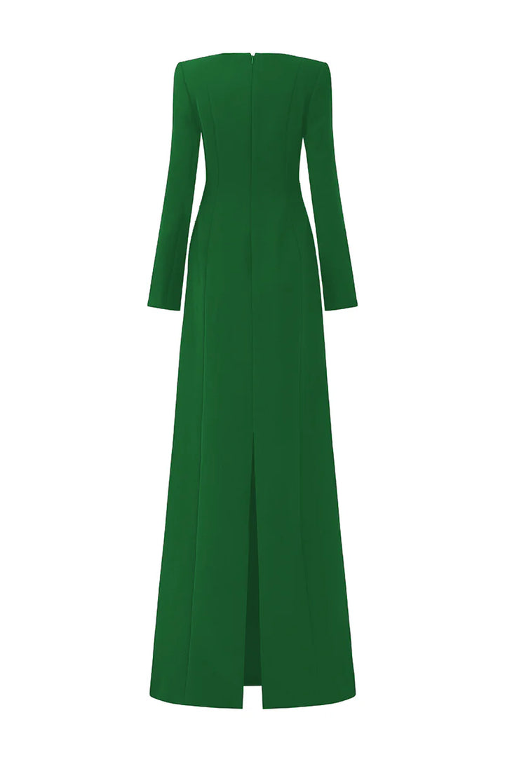 embellished sculptural gown with long sleeves – OCEANA