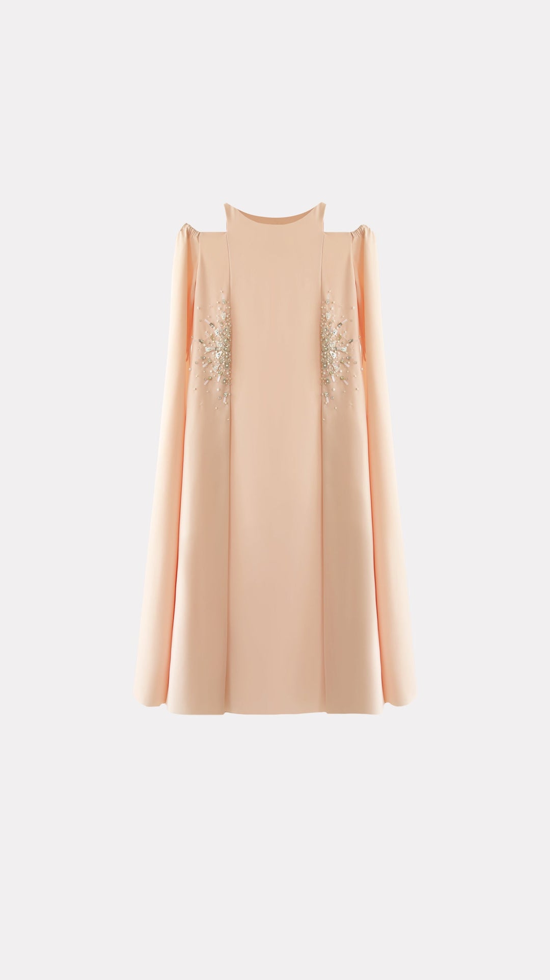 Cold-Shoulder Maxi Dress with Embellished Panels – IVORY