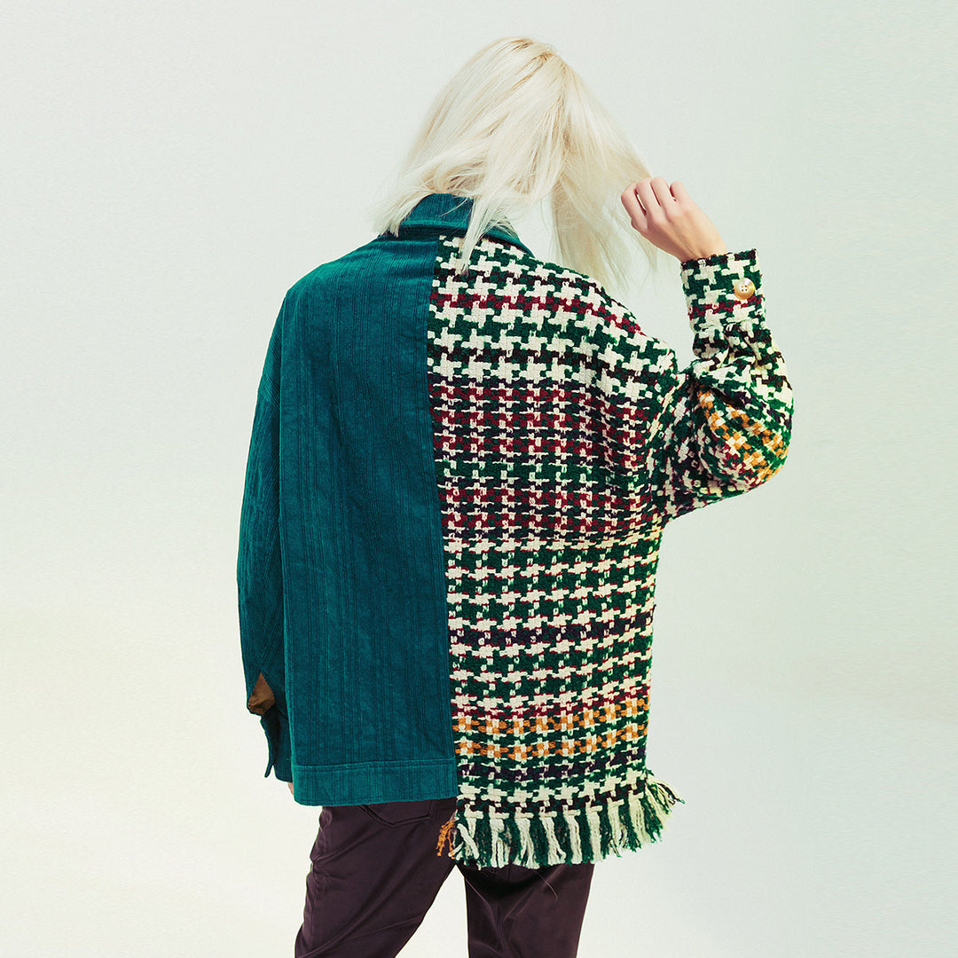 Patchwork Corduroy Fringe Jacket – EMERALD