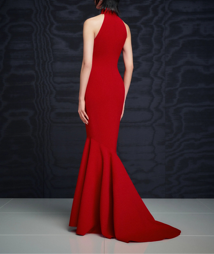 غطس ثوب مع الأكمام الشفافة والخصر المربى-تشايالا