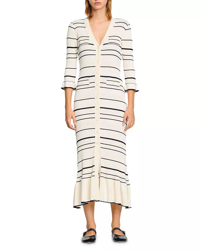 Geplooide top met uitlopende mouwen en maxi-rok set met tailleband – Rosiny 