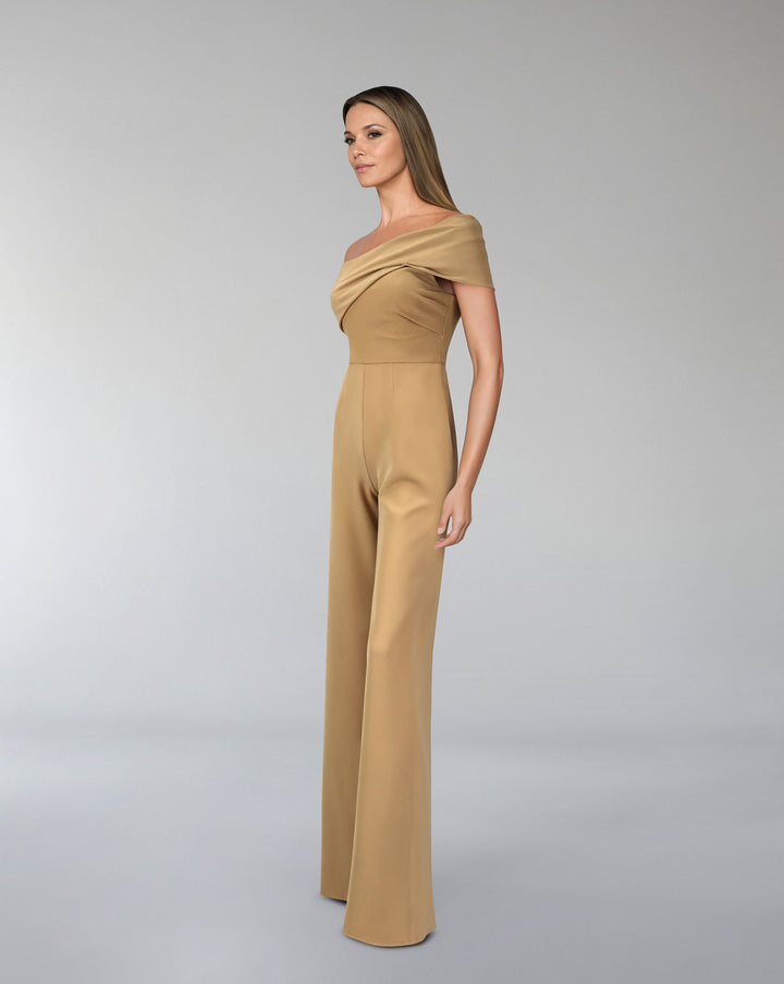 Folded neckline jumpsuit