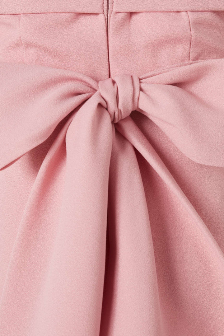 Blush A-Line Dress with Beaded Overlay Cape – ELARA