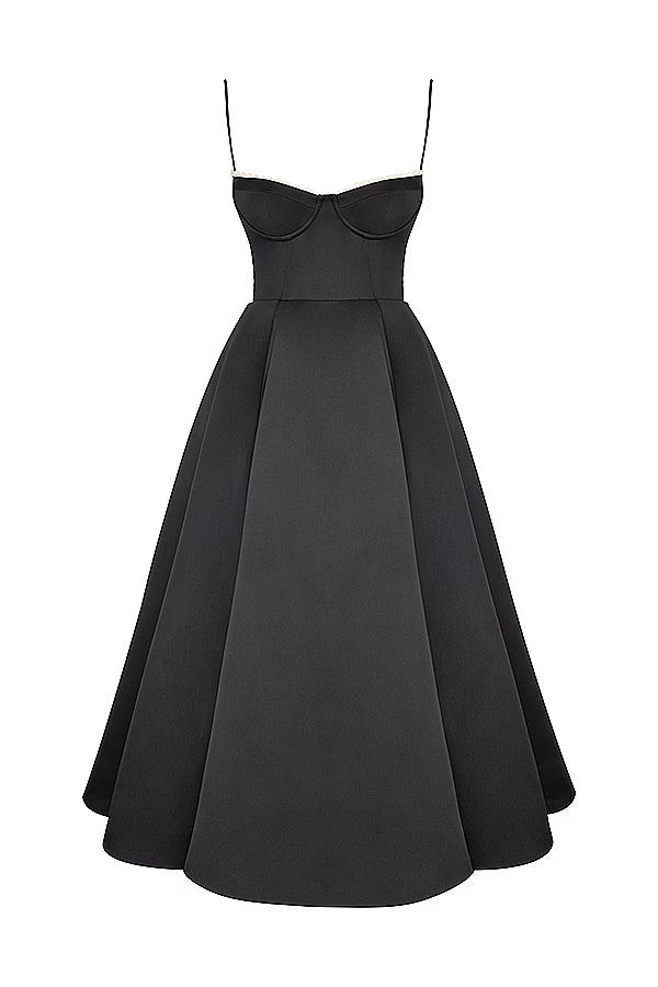 corset midi dress with flared satin skirt – MONZA