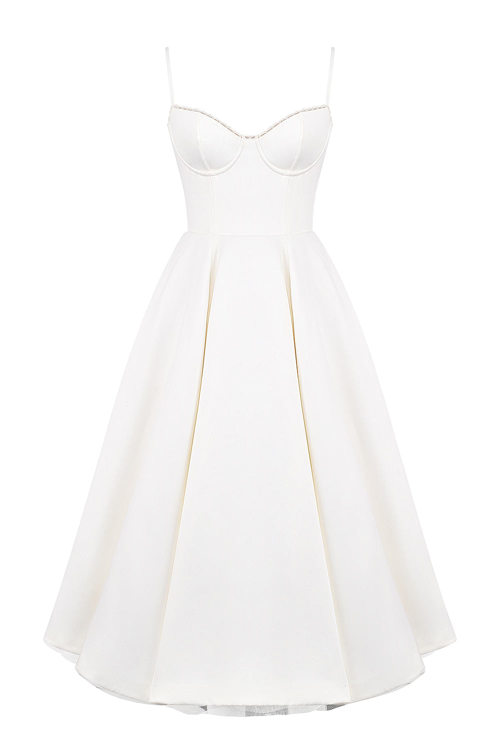 corset midi dress with flared satin skirt – MONZA