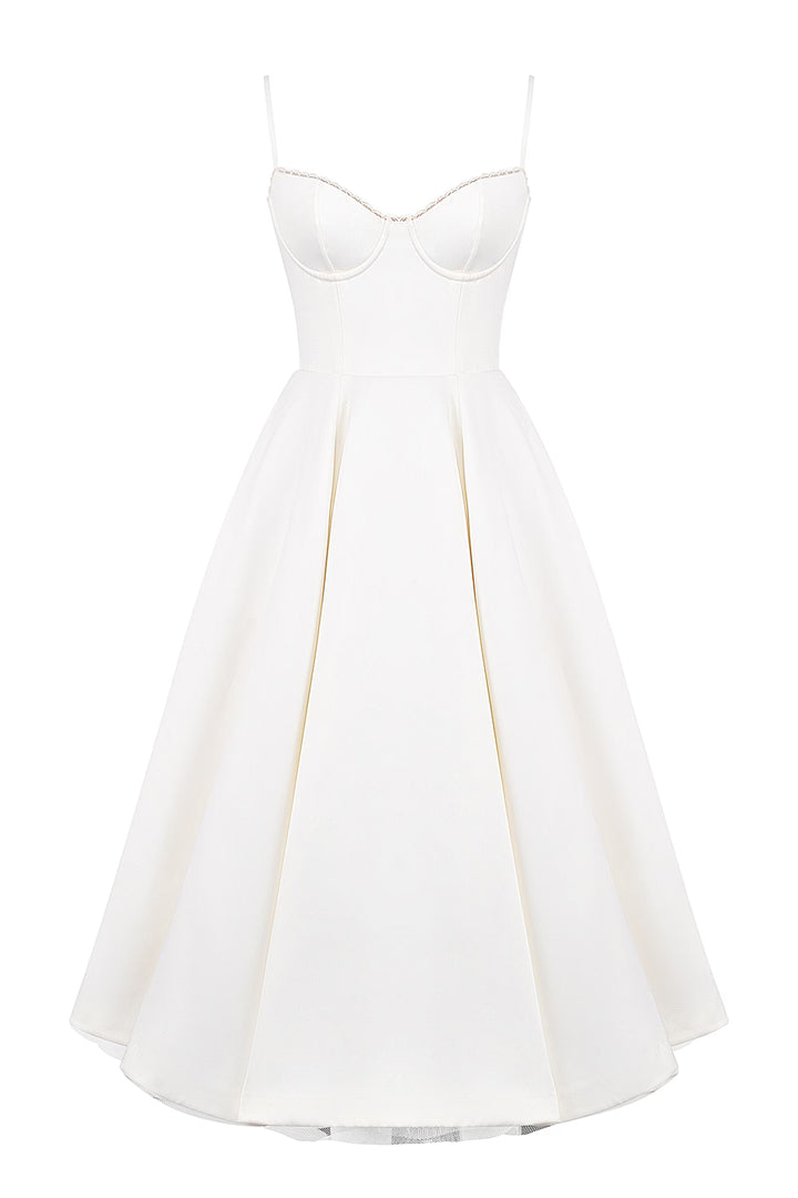 corset midi dress with flared satin skirt – MONZA