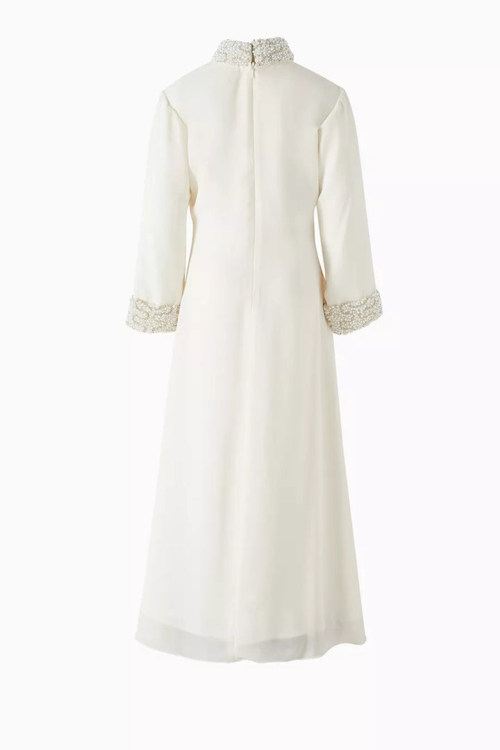 Long Sleeve Maxi Dress with Pearl Button Detail – GRACE