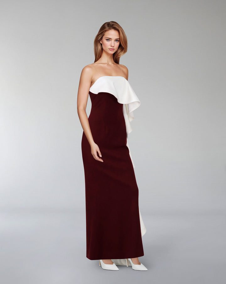 Strapless dress with side ruffle - FENE