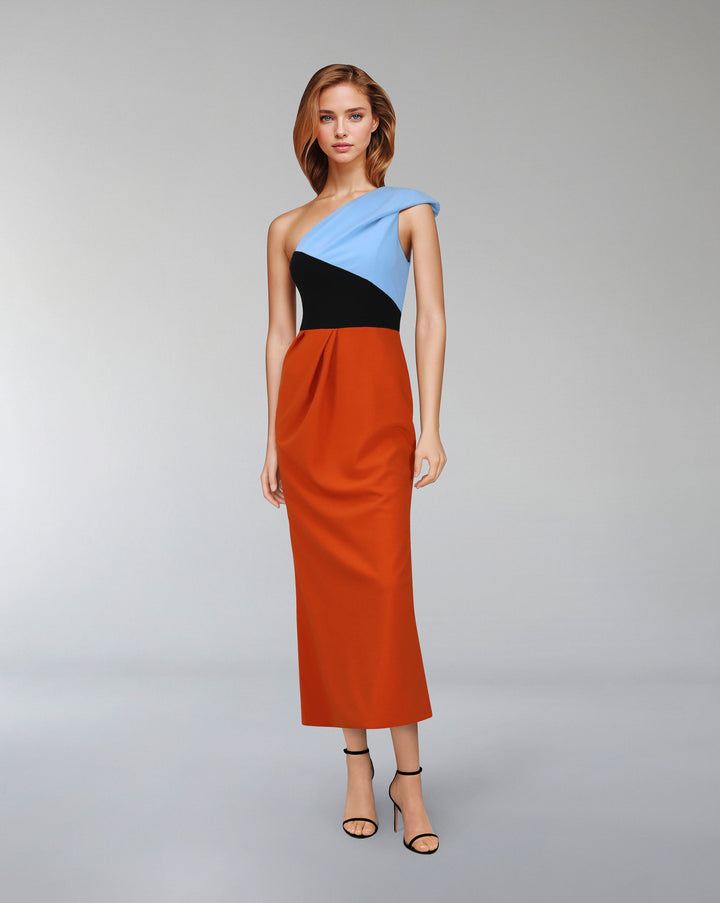 Asymmetrical cut & multicoloured dress - AMARA