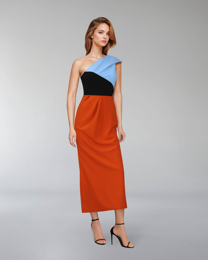 Asymmetrical cut & multicoloured dress - AMARA