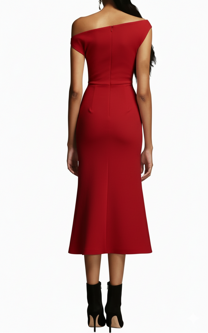 One-Shoulder Pleated Panel Maxi Dress – ELISE