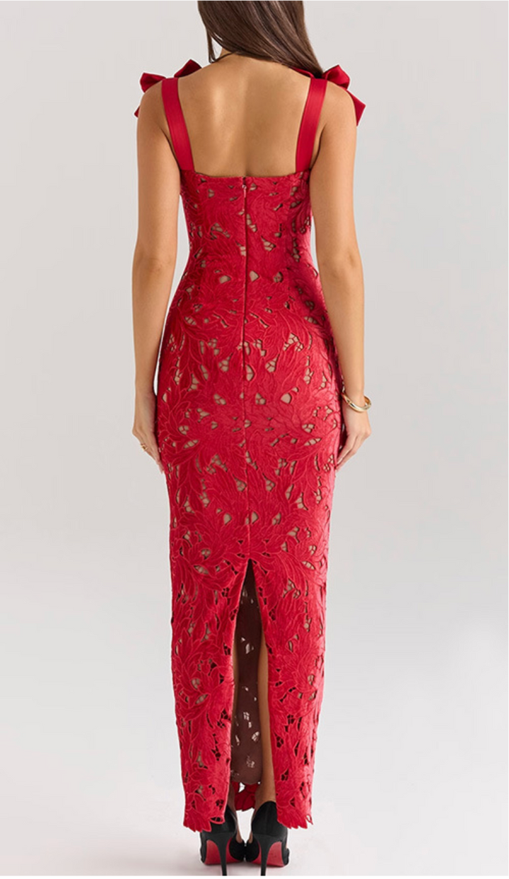 Bow-Strap Lace Evening Gown – ÉLÉGANCE
