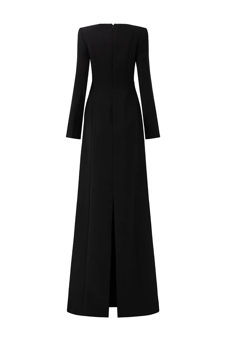 embellished sculptural gown with long sleeves – OCEANA
