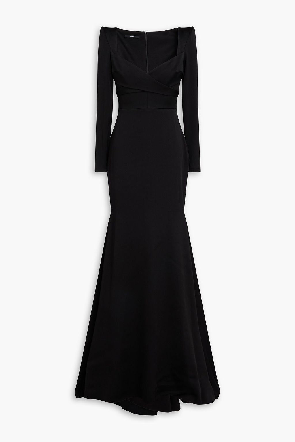 فستان سهرة طويل الأكمام بتصميم أنيق وقصة صدر على شكل قلب مع ذيل – نويرا