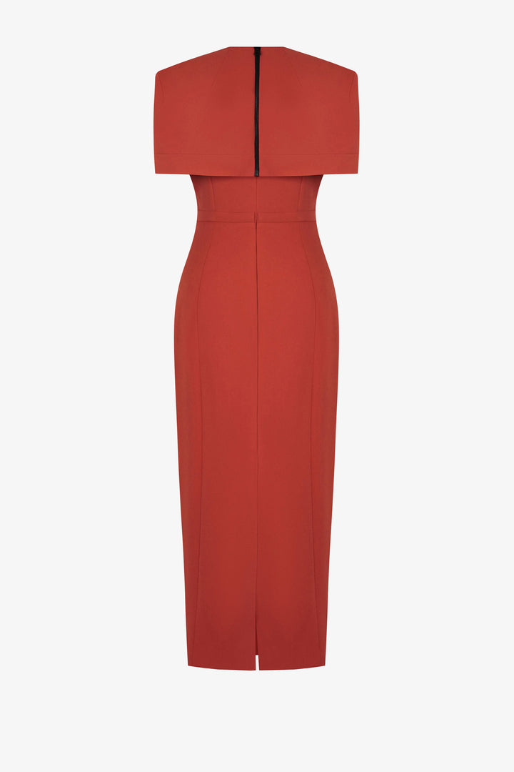 structured cape-sleeve midi dress – DEILIE