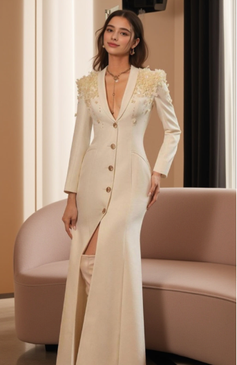 embellished shoulder tailored gown – Jollen