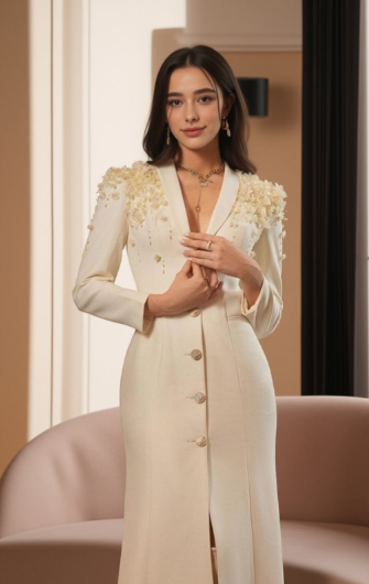 embellished shoulder tailored gown – Jollen