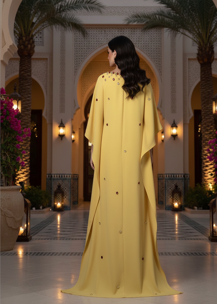 Yellow Crystal Embellished Dress - Susan