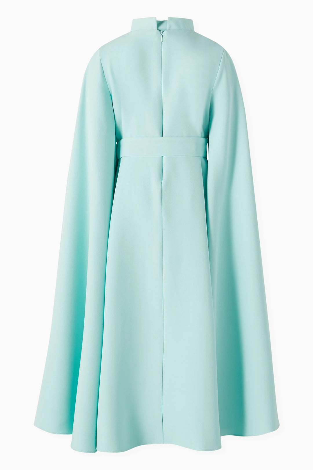 Cape Sleeve Midi Dress with Floral Appliqué – AQUA