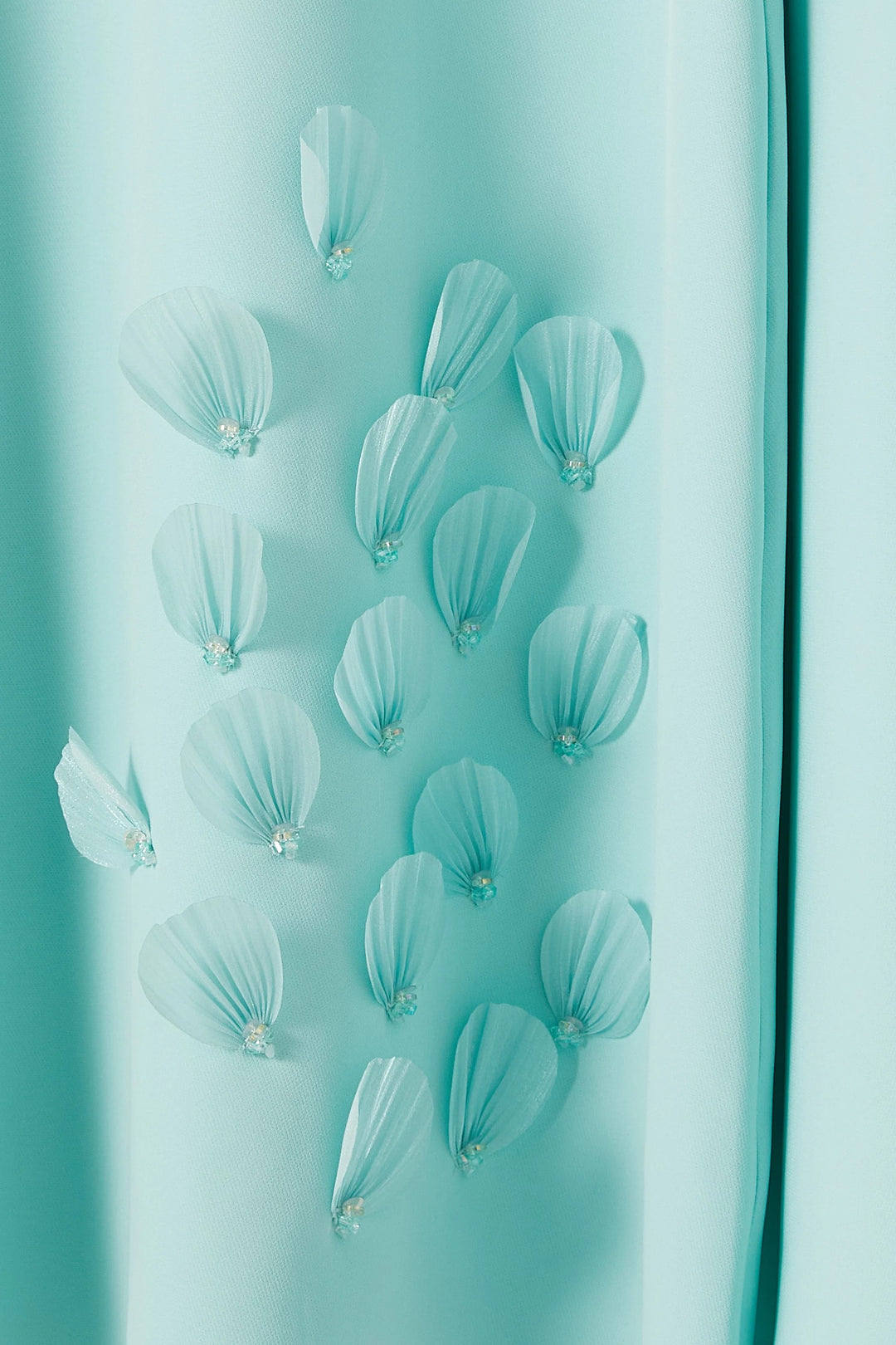 Cape Sleeve Midi Dress with Floral Appliqué – AQUA