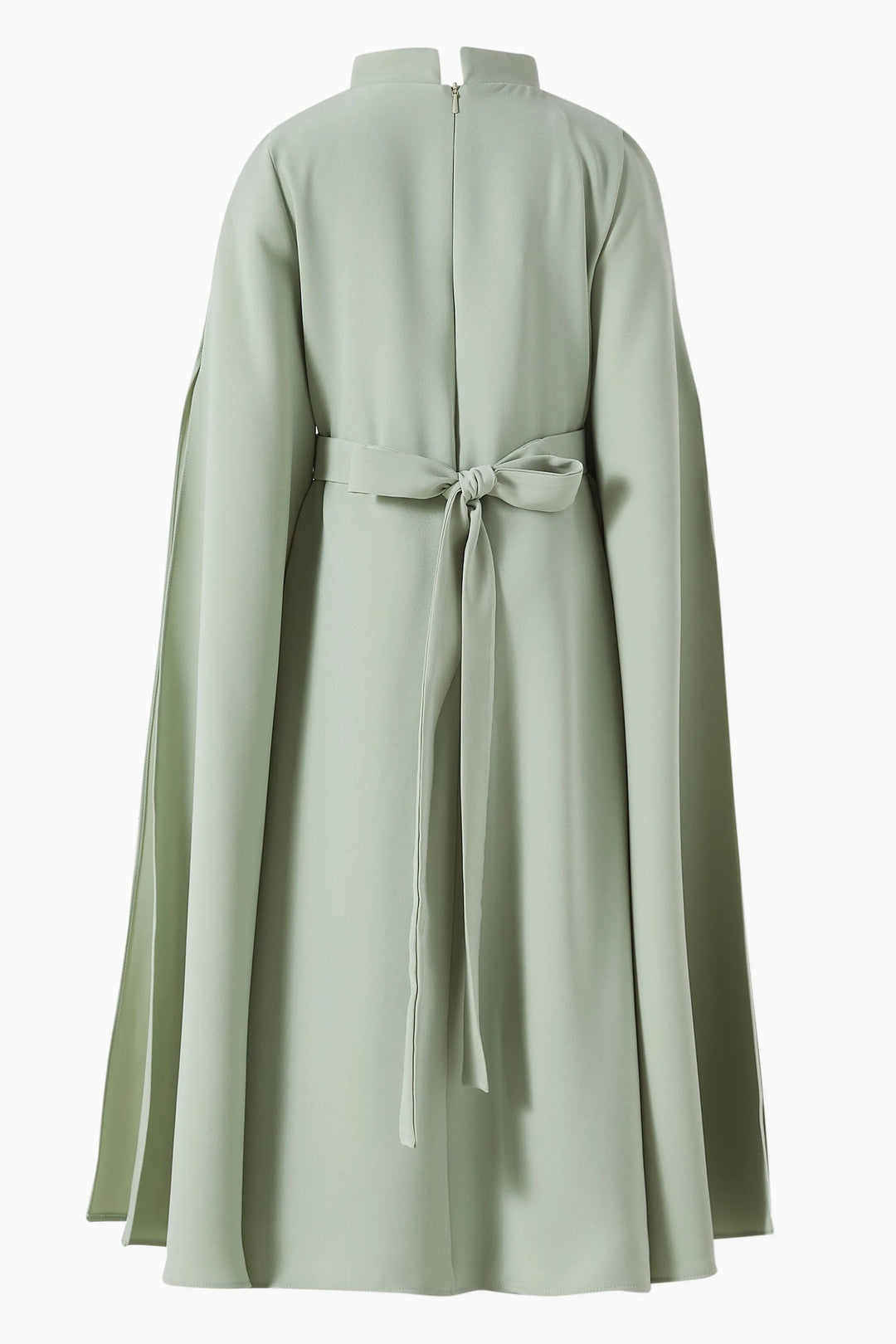 Cape Sleeve Midi Dress with Floral Appliqué – AQUA