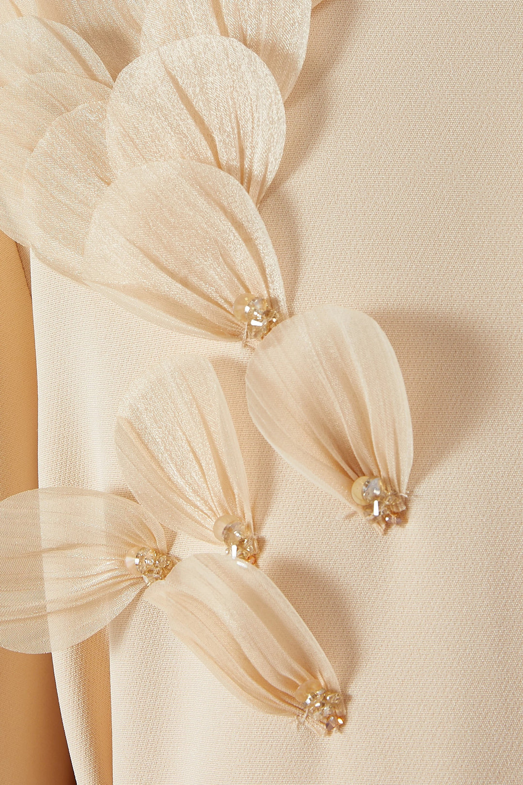 Cape Sleeve Midi Dress with Floral Appliqué – AQUA