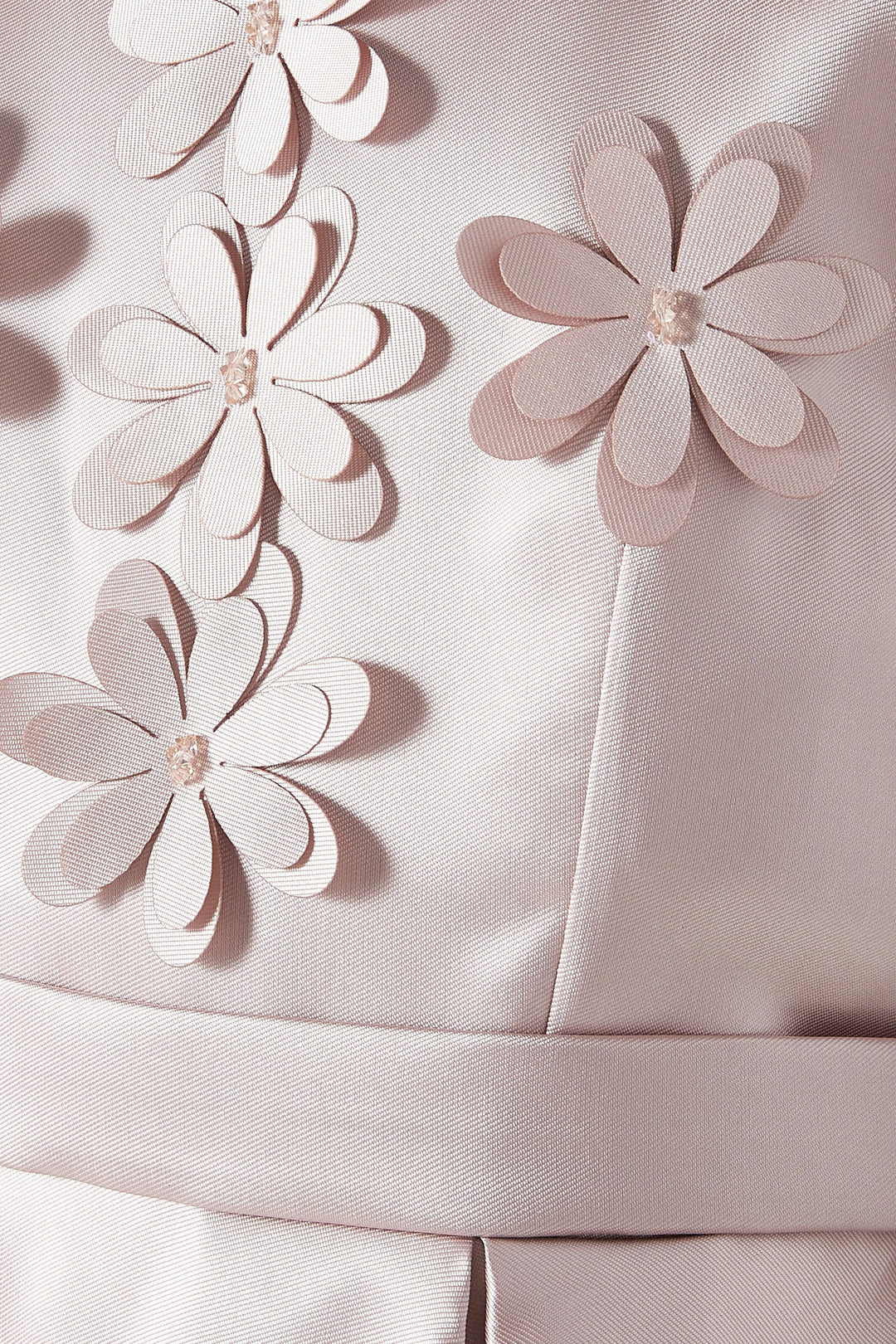 Puff Sleeve Satin Midi Dress with Floral Appliqué – GRACE