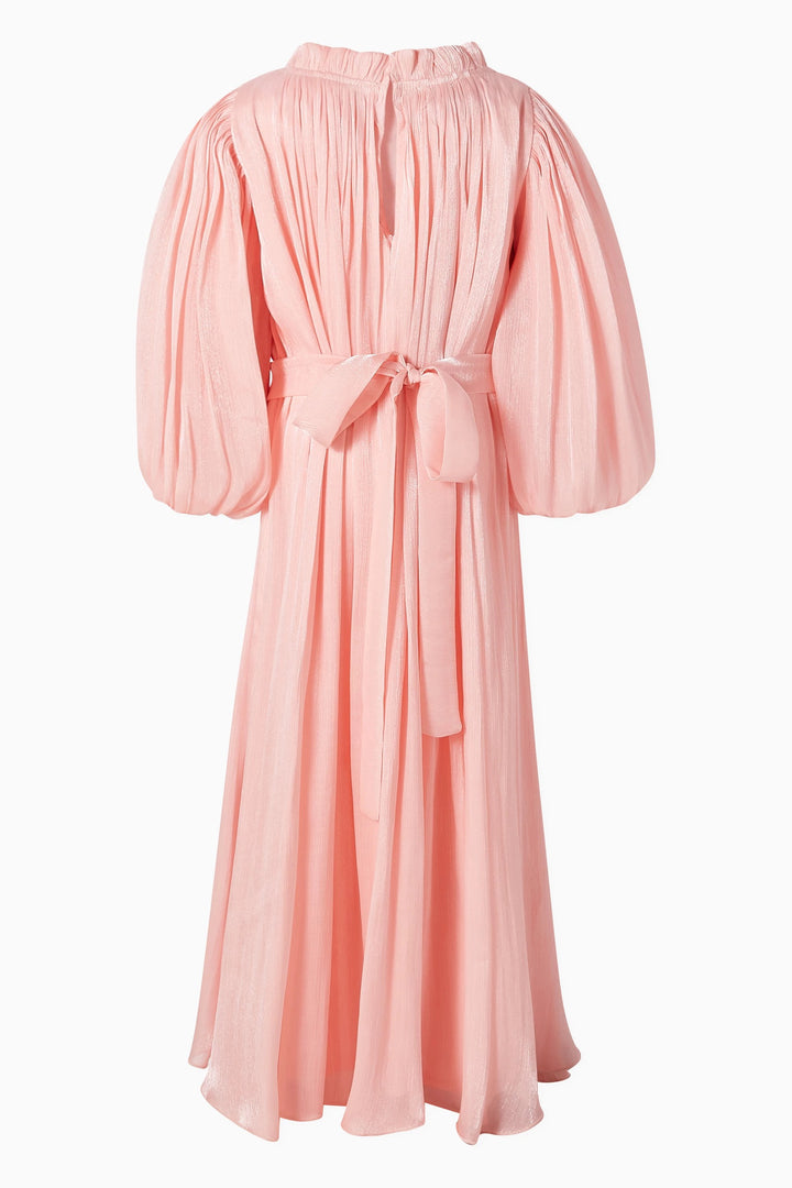 Pleated Chiffon Maxi Dress with Crystal Belt – BLUSH