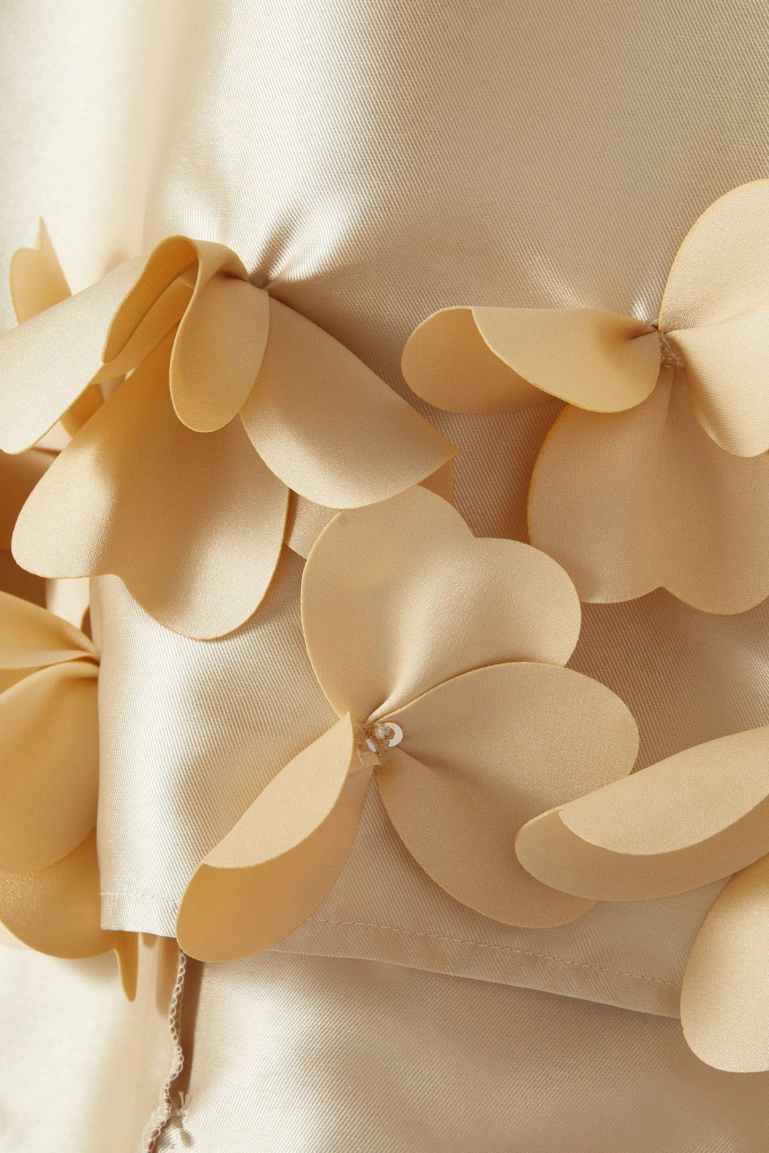 Sleeveless Satin A-Line Dress with 3D Floral Hem – GOLDEN