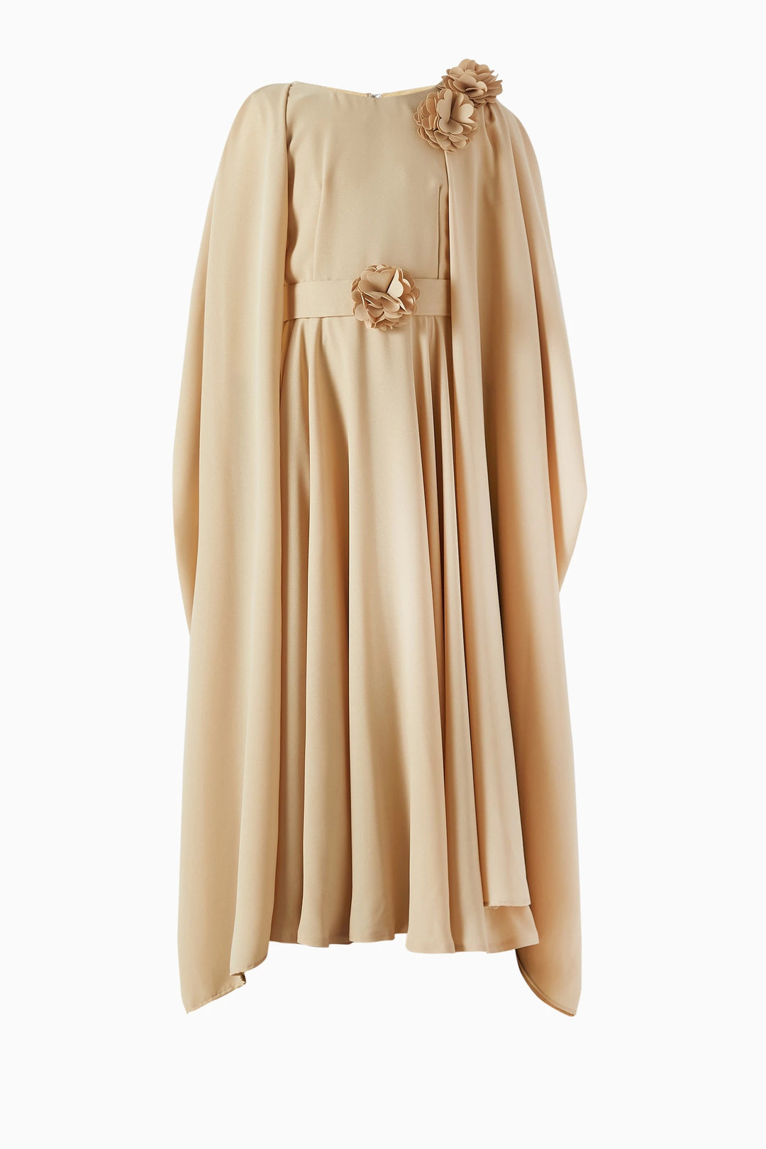 Cape Sleeve Maxi Dress with Floral Appliqué – PETAL