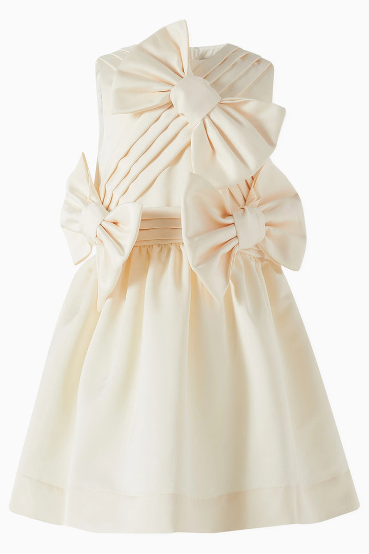 Sleeveless Pleated Bodice Dress with Statement Bows – BLUSH