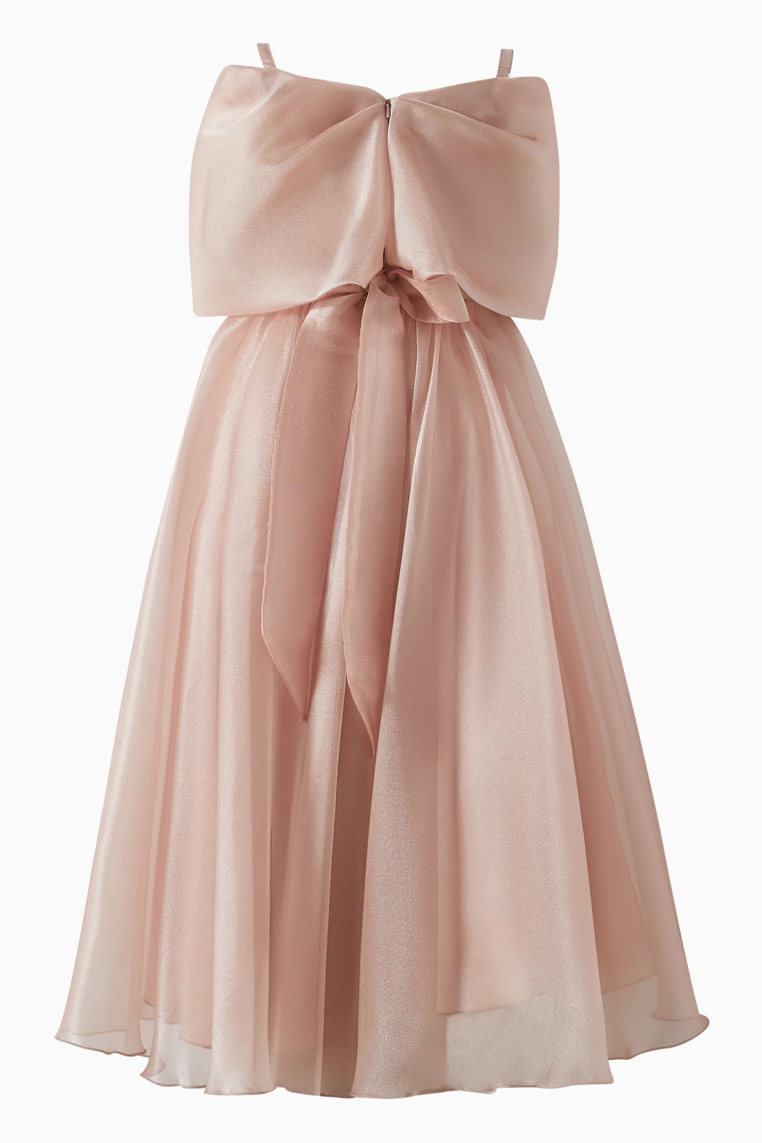 Sleeveless Satin Dress with Oversized Front Bow – ROSÉ