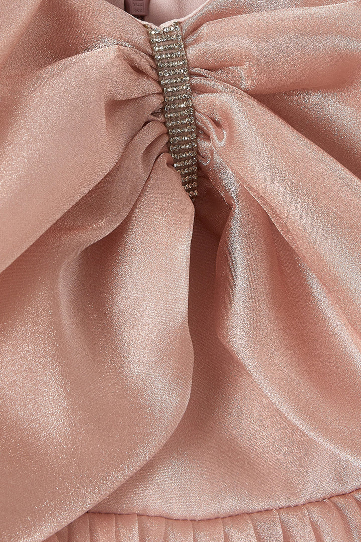 Sleeveless Satin Dress with Oversized Front Bow – ROSÉ