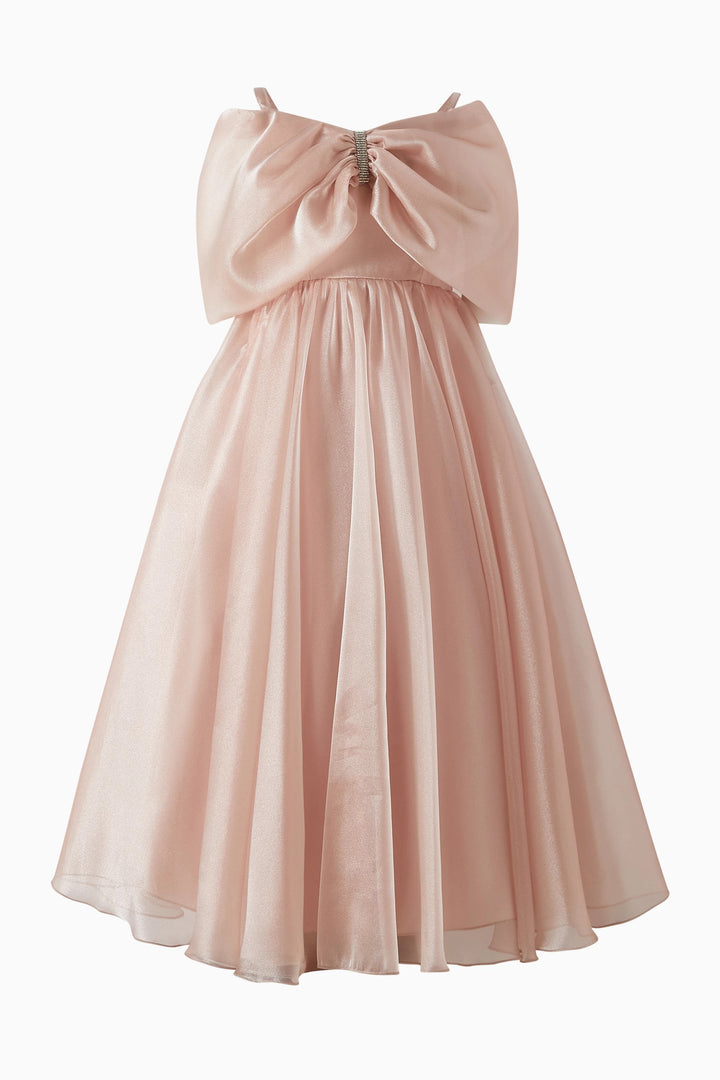 Sleeveless Satin Dress with Oversized Front Bow – ROSÉ