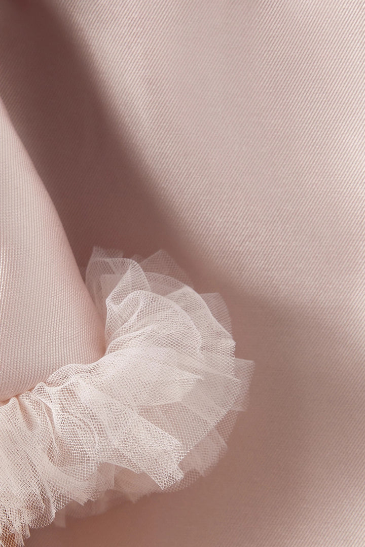 A-Line Satin Dress with Tulle Ruffle Trim – BLOSSOM